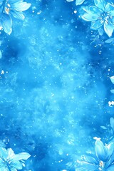 Airbrush Cyan Watercolour Background, Spring Floral Frame Soft Elegant Garden Aesthetics