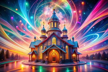 Obraz premium AI-Generated Digital Art: Abstract Church Structure Representing Individuality