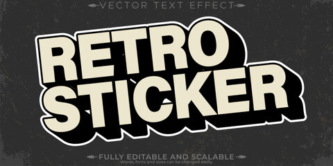 Retro sticker text effect, editable 70s and 80s text style