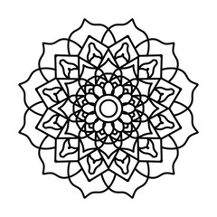 Mandala. Black and white decorative element. 