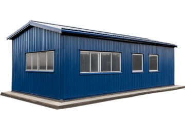blue modular container house isolated png transparent cutout