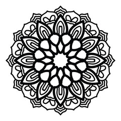 floral Mandala decorative ornament. for coloring book, greeting card, invitation, tattoo. Anti-stress therapy pattern.