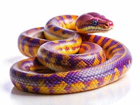 Amethystine Python, Scrub Python, Morelia amethistina, Snake, Reptile, Isolated on White, Drone Photography