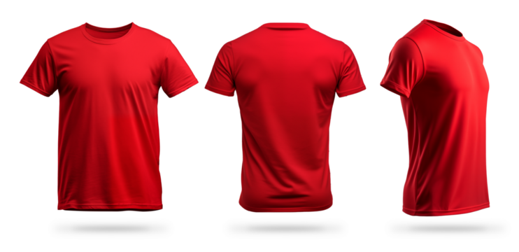 red empty  t-shirt design template mockup print pattern isolated white background. blank clothing fashion concept