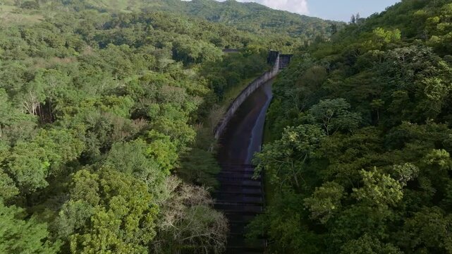 Drone shot of Hatillo dam, Cotui, Sanchez Ramirez Province, Dominican Republic