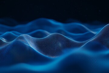 Fototapeta premium Abstract Blue Digital Wave Background Modern Technology Design Futuristic Particle Flow Elegant Smooth Surface Digital Art Graphic Resource Web Banner