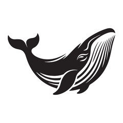 Powerful Humpback Whale silhouette, the ruler of the seas - Humpback Whale illustration - Minimalist Humpback Whale vector - Fish silhouette
