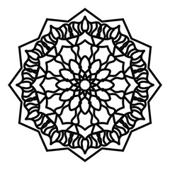 floral Mandala decorative ornament. for coloring book, greeting card, invitation, tattoo. Anti-stress therapy pattern.