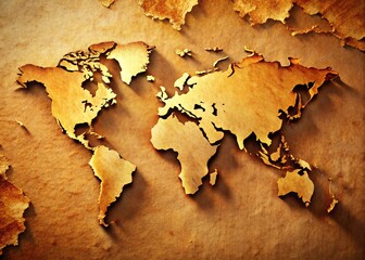 Antique World Map Paper Craft 3D Landscape Divider