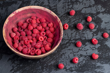 fresh red raspberries on the table