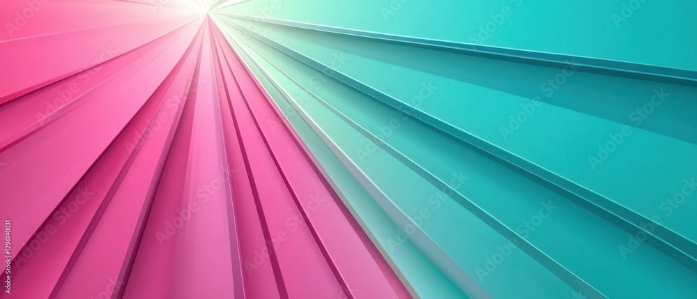 Poster abstract background with vibrant pink and turquoise radiating lines, creating a dynamic and modern d