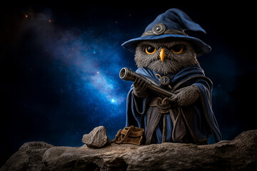 The Cosmic Seer: Owl Wizard of the Stars