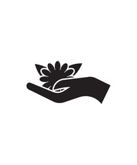 hand holding flower icon, vector best flat icon.