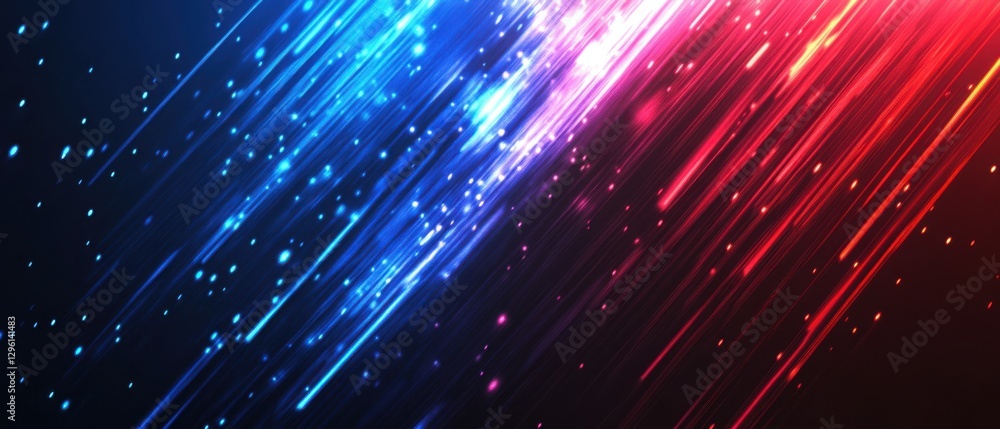 Aufkleber abstract background with dynamic blue and red light streaks and particles, creating a futuristic and