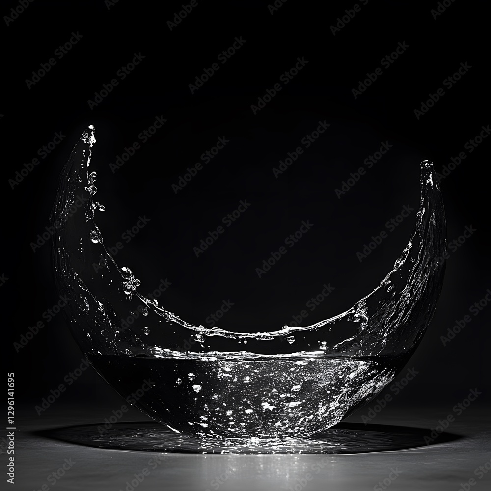 Poster water splashing in a curved shape against a dark background elegantly