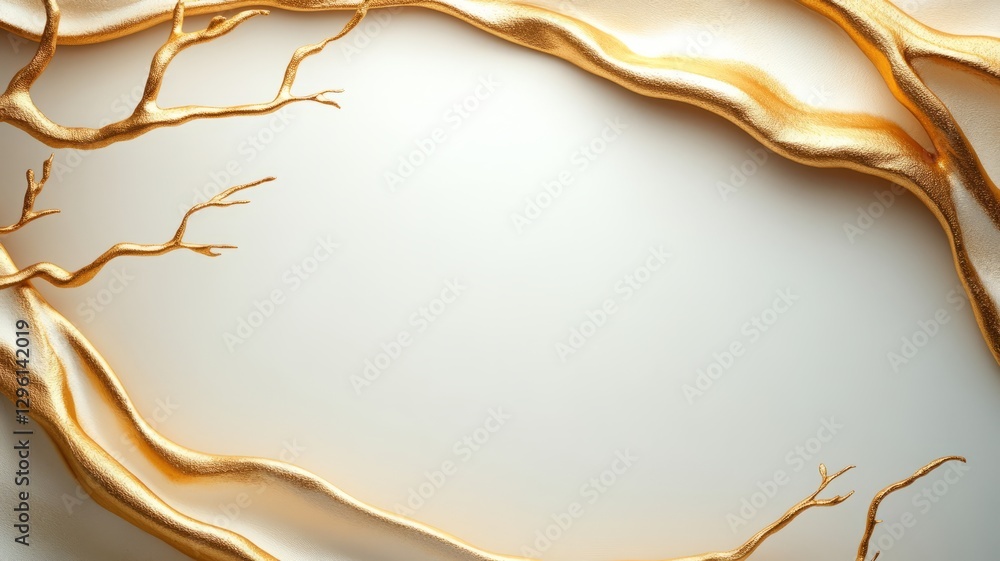 Aufkleber elegant golden branches frame on soft background for creative and artistic projects