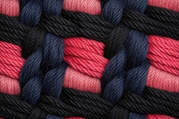The intricate repeating patterns are formed by individual woven strands in this magnified detail of a natural fiber textile.