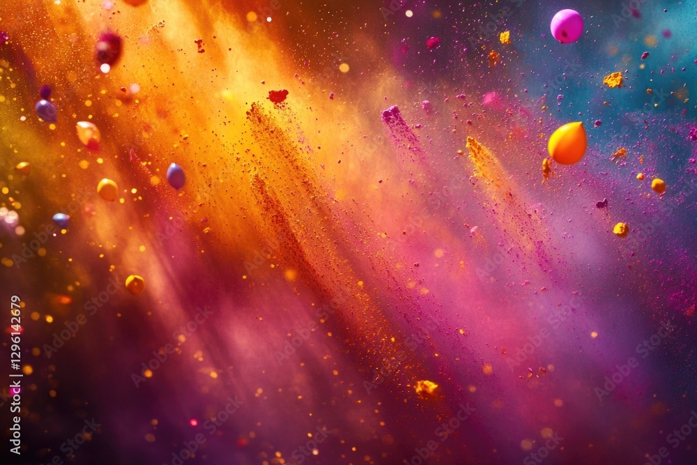 Poster vivid burst of colors in the shape of a fireworks display against a dark backdrop.