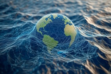 Global Network Connection Digital Earth Abstract Technology World Map Internet Data Network Connections Futuristic Digital Globe Communication        