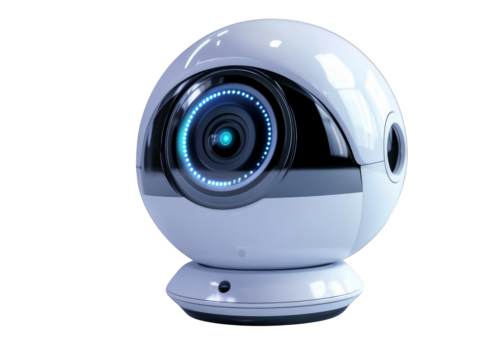 Futuristic white robot with glowing blue lights, exploring the world of artificial intelligence and advanced technology - Powered by Adobe