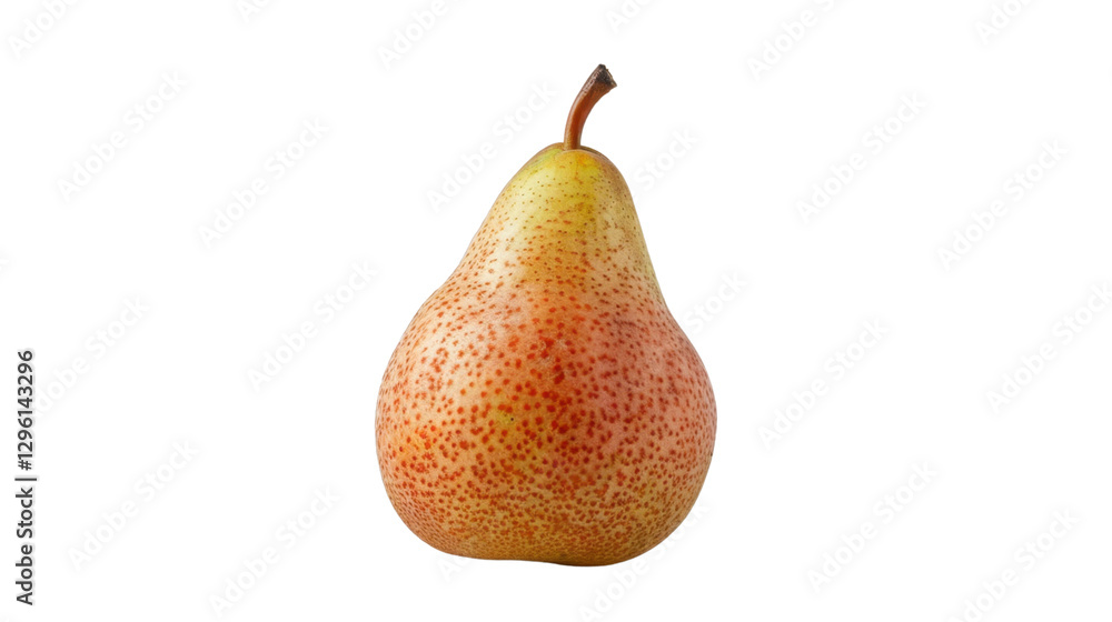 Poster ripe forelle pear isolated on transparent background with stem showing
