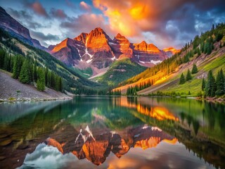 Aspen Colorado Maroon Bells Lake Long Exposure Sunrise Mountain Scenery