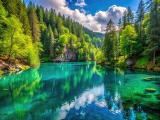Fototapeta premium Blauer See, Germany: Aerial views reveal a breathtaking crystal-clear lake.