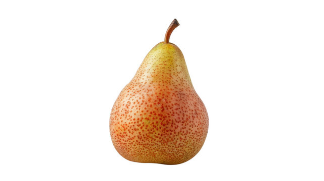 Ripe forelle pear isolated on transparent background with stem showing