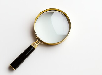 Magnifying glass on white surface