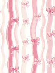 Pink bow pattern on a white background.