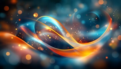 Abstract Swirls of Vibrant Blue, Crimson, and Gold on a Dark Background, Evoking Flowing Energy