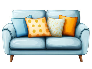 Cozy couch with plush pillows, creating a comfortable and inviting living room space