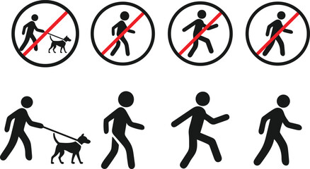 No Pets Allowed Sign Showing People Walking Dogs