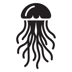 Minimalist Jellyfish silhouette, a sleek tribute to marine beauty - Jellyfish illustration - Minimalist Jellyfish vector - Fish silhouette
