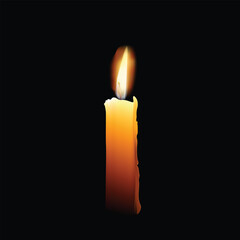 Burning Candle - Vector Illustration on Black Background