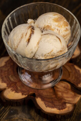 balls of creamy ice cream with the addition of natural maple syrup