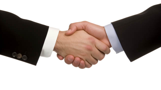Business agreement professional handshake isolated on a transparent background