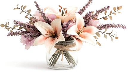 Bright studio aesthetic floral harmony with lavender and lilies decorative art