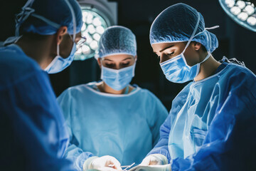 Team of Surgeons Performing a Operation in the Operating Room
