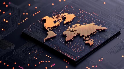 Global connectivity abstract digital network map visualization technology