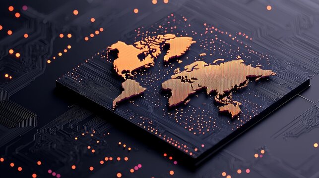 Global connectivity abstract digital network map visualization technology