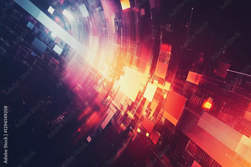 Poster abstract digital technology background red orange gradient futuristic modern design network data str