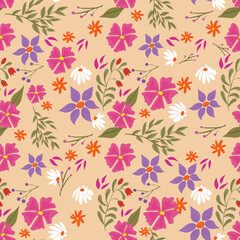 Fototapeta premium Summer Floral Pattern Vibrant in Pink and Purple Hues