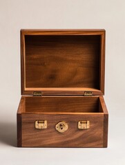 This is a handcrafted wooden box featuring a brass lock and handle, offering secure storage for valuable items or as a luxurious gift option.