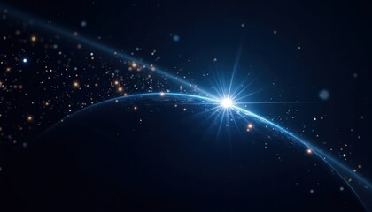 Obraz premium View of Earth illuminated by sunlight from space showcasing continents and oceans against a starry background