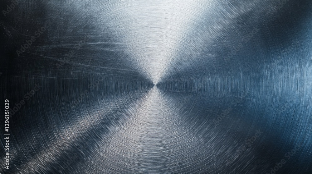 Poster a beautifully polished steel surface glimmers under soft light, revealing mesmerizing circular patte