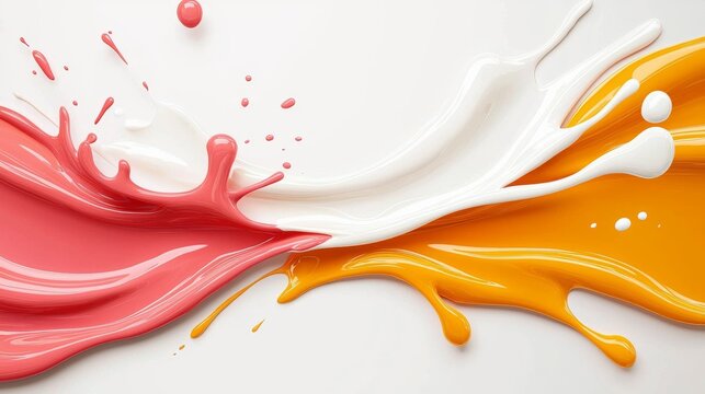 Colorful abstract viewpoints in dynamic paint splashing action at creative studio