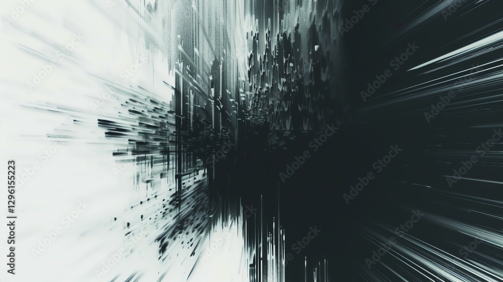 Poster abstract black and white pattern of lines and textures.