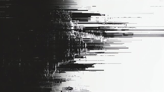 Abstract black and white image with glitch and digital noise. - Powered by Adobe