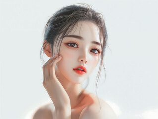 Fototapeta premium Asian women's beauty image, skin care, body care, beauty salon, Chinese beauty, Korean beauty, Japanese beauty